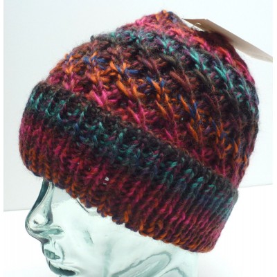 CAPPELLIFICIO FIORENTINO Woman's Beanie Pink/Orng/Teal Wool Blend Made Italy  eb-50419782